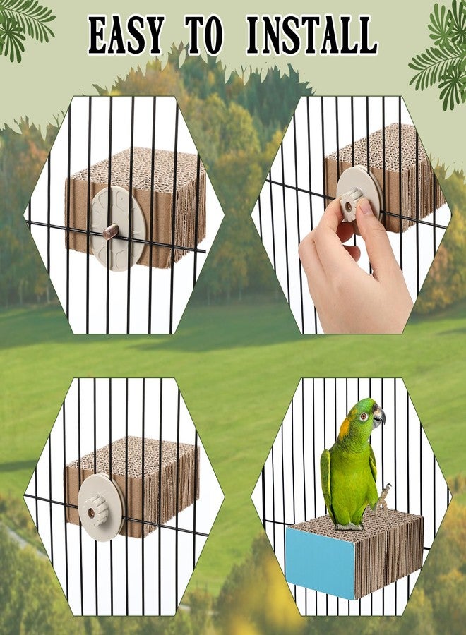 Skyygemm 2 Pieces Bird Chew Toy Parrot Cage Perch Cardboard Platform Bird Paw Grinding Stand Parrot Cage Playground for Macaws, Small Parakeets, Conures, Budgies, Finches Conure Cockatiel (Small) - Image 5
